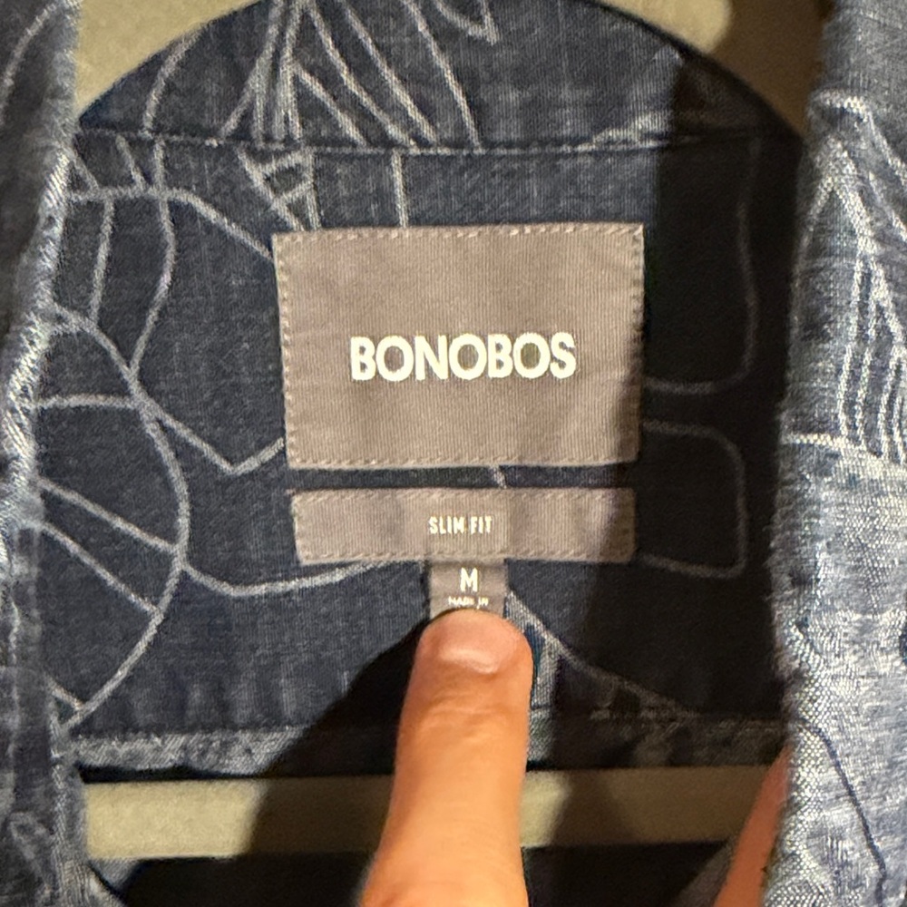 Bonobos Navy Leaf Pattern Shirt - Picture 2 of 2